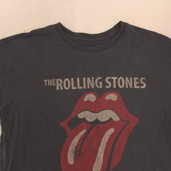 The Rolling Stones 1975 US Tour Band Crew Neck T Shirt Mens Size L Black - Picture 1 of 9